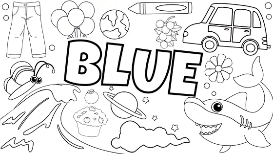 Blue Things Coloring Pages Free PDF Download Black & White