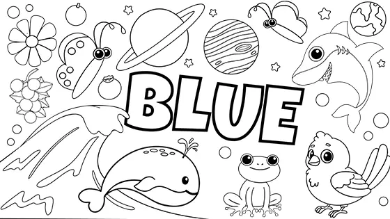 Blue Things In Nature Coloring Page Black & White