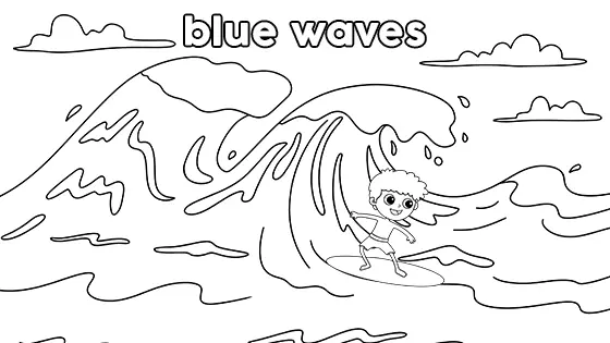 Blue Waves Coloring Page Black & White