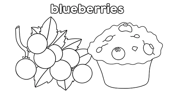 Blueberries Coloring Page Black & White