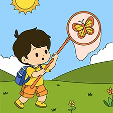 Boy Catching Butterflies Picture