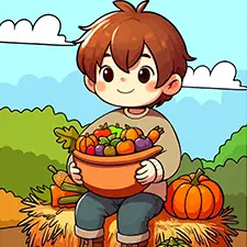 Boy Holding A Cornucopia Coloring Page