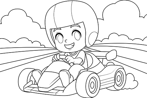 Boy Driving A Race Car Coloring Page