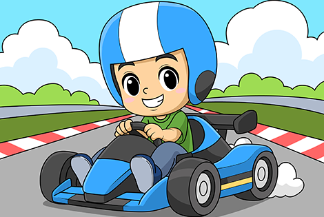 Boy Driving A Race Car Coloring Page