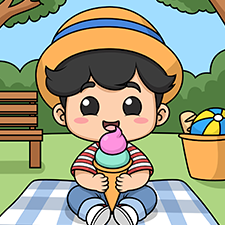 Boy Eating Ice Cream Printable