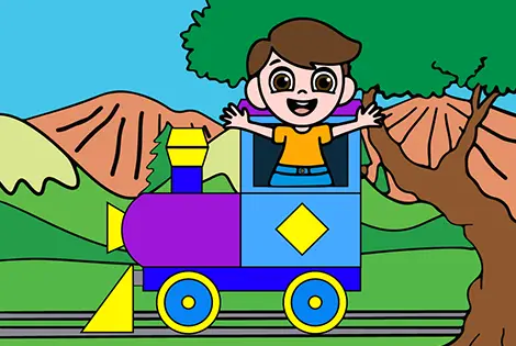 Boy On A Locomotive Coloring Page