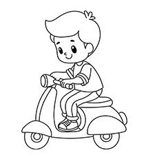 Boy On A Motorcycle Coloring Page