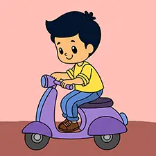 Boy On A Motorcycle Coloring Page