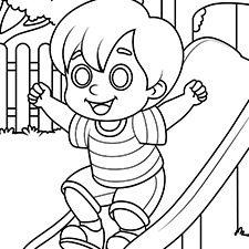 Boy At The Playground Coloring Page Black & White