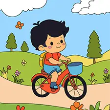 Boy Riding A Bike Picture