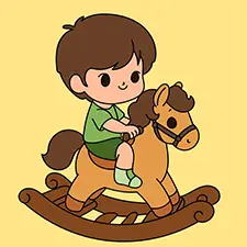 Boy Riding A Rocking Horse Coloring Page