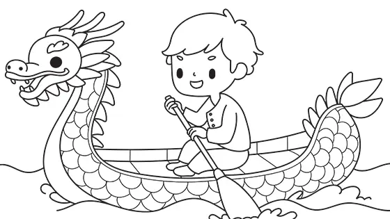 Boy Rowing A DragonBoy Rowing A Dragon Boat Coloring Page