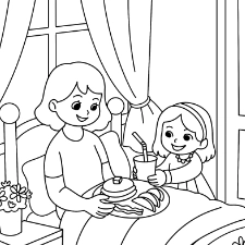 Breakfast In Bed Coloring Page