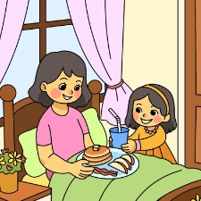 Breakfast In Bed Coloring Page