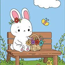 Bunny With A Basket Of Flowers Picture