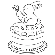 Bunny On A  Carrot Cake Coloring Page