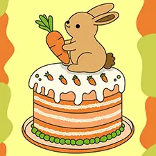 Bunny On A  Carrot Cake Coloring Page