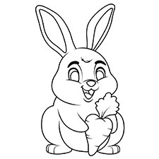 Bunny Eating Carrot Coloring Page Black & White