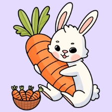 Bunny with Carrot Coloring Page