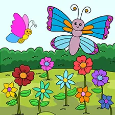 Butterflies In The Garden Coloring Page