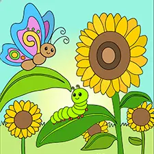  Butterfly & Caterpillar Coloring Page