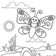 Butterflies In The Desert Coloring Page Black & White