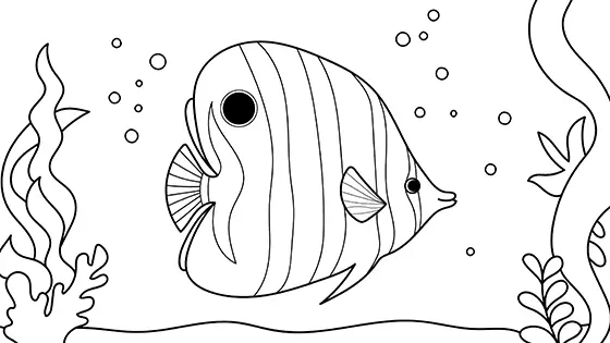 Butterfly Fish In An Aquarium Coloring Page