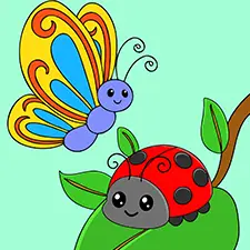 Butterfly & Ladybug Coloring Page