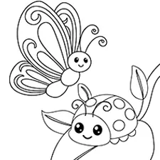 Butterfly & Ladybug Coloring Page Black & White