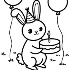 Birthday Bunny Coloring Page