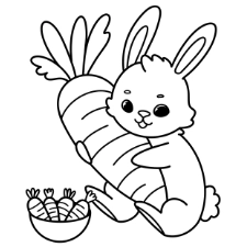 Bunny with Carrot Coloring Page