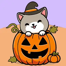 Cat In A Pumpkin Coloring Page