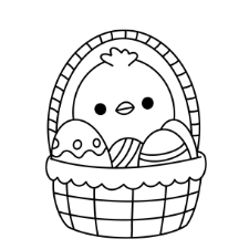 Chick in Basket Coloring Page