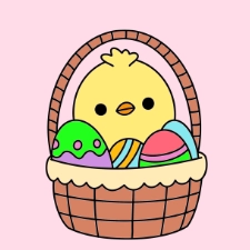 Chick in Basket Coloring Page