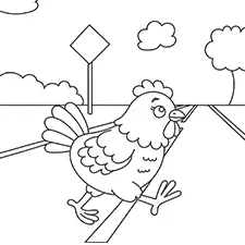 Chicken Crossing The Road Coloring Page