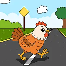 Chicken Crossing The Road Coloring Page