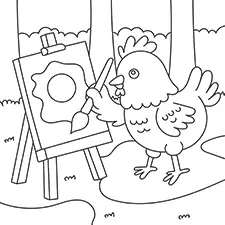 Chicken Painting An Egg Coloring Page