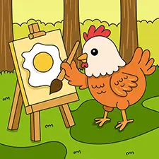 Chicken Painting An Egg Coloring Page