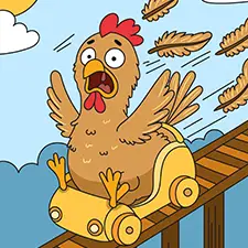 Chicken Riding A Roller Coaster Coloring Page