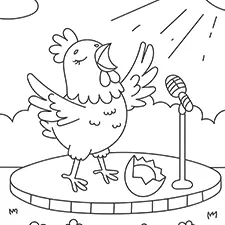 Chicken Singing On Stage Coloring Page