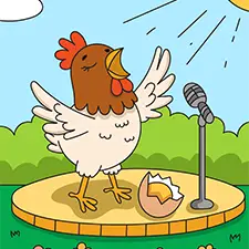 Chicken Singing On Stage Coloring Page