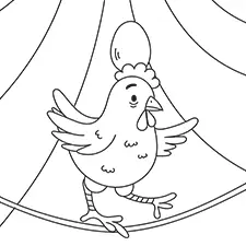 Chicken Walking On A Tightrope Coloring Page