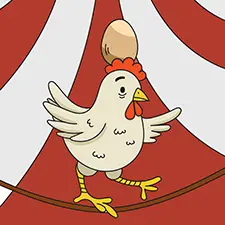 Chicken Walking On A Tightrope Coloring Page