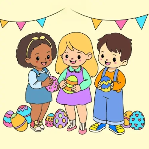 Children With Easter Eggs Printable