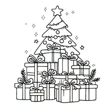 Christmas Gifts Coloring Page Black & White