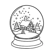 Christmas Snow Globe Coloring Sheet Black & White