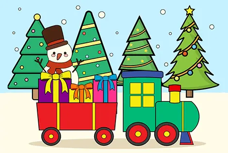 Christmas Train With Presents Coloring Page