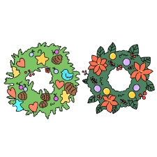 Christmas Wreath Coloring Page