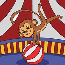 Circus Monkey Balancing On A Ball Coloring Page