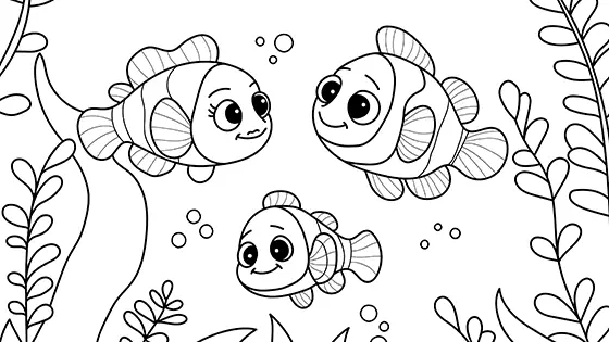 Clownfish Family Coloring Page